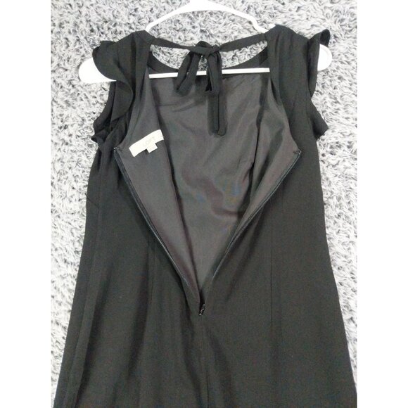 LOFT Black Dress SZ 00P Ruffle Cap Sleeve A-Line Lined Mini Goth Minimal Neutral - Picture 7 of 9